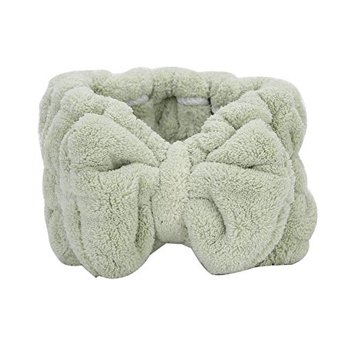 Facial Spa Headband, Soft Coral Fleece Hairband for Makeup - Green