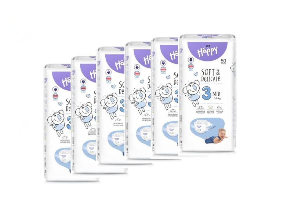 Pannolini Happy Pannolini Bella Baby Happy Taglia 3 - Confezione Da 300 Pannolini (5-9 Kg) Pannolini Neonato 5-9 Kg - 9