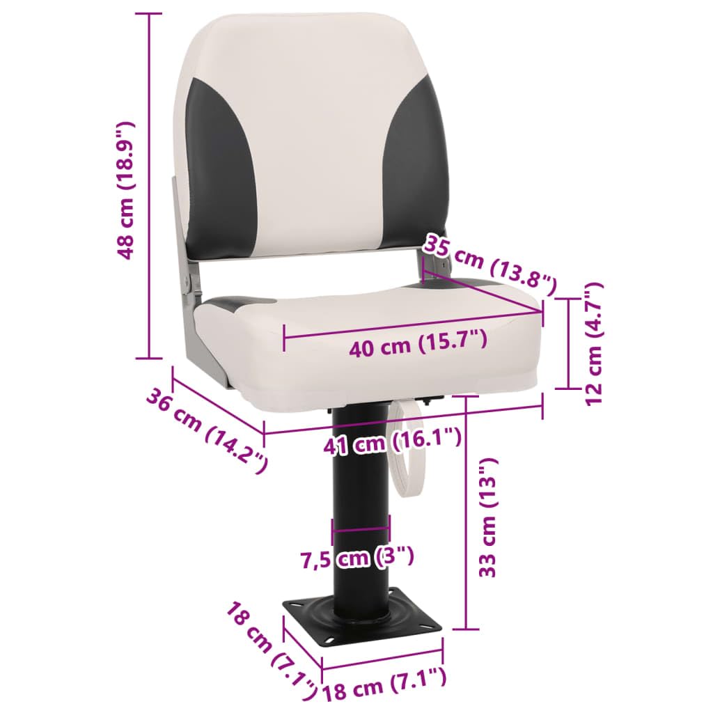 vidaXL Asiento plegable para barco juego de 2 con respaldo bajo