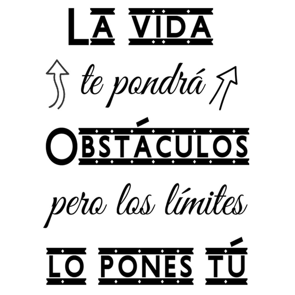 Vinilo de pared decorativo en español "LA VIDA TE PONDRÁ OBSTÁCULOS" Pegatinas de pared decorativa de frases en español.Vinilo decorativo decoración hogar Docliick DC-182