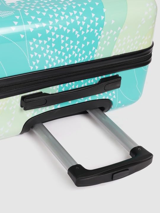 Image of TEAKWOOD LEATHERS Twin Printed 360 Degree Rotation Hard Cabin Trolley Bag (Green, Medium)