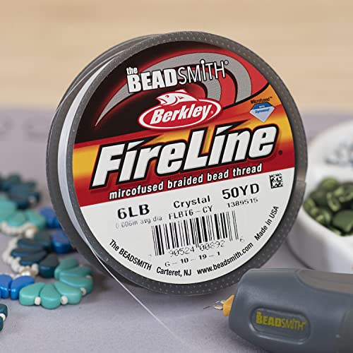The Beadsmith Fireline By Berkley – Micro-Fused Braided Thread – 6Lb. Test.006”/.15Mm Diameter, 50 Yard Spool, Crystal Color – Super Strong Stringing Material For Jewelry Making And Bead Weaving #TOP5