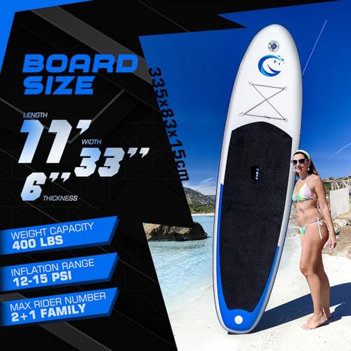Image of FunWater 11' /10'6 inch Inflatable Stand Up Paddle Board with Premium SUP Paddleboard Accessories, Wide Stable Anti-Slip EVA Deck,Paddle Boards for Adults & Youth of All Skill Levels