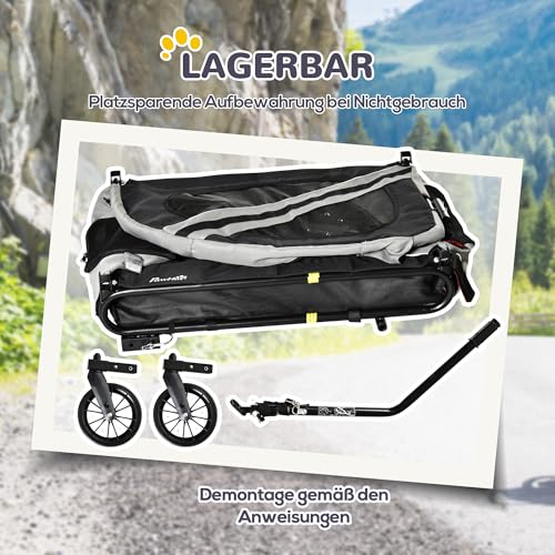 PawHut 2-in-1 Hundeanhänger & Hundebuggy, Hundefahrradanhänger Fahrradanhänger, Hundewagen mit Reflektoren für Mittelgroße Hunde bis 20 kg, Oxford-Gewebe, Grau