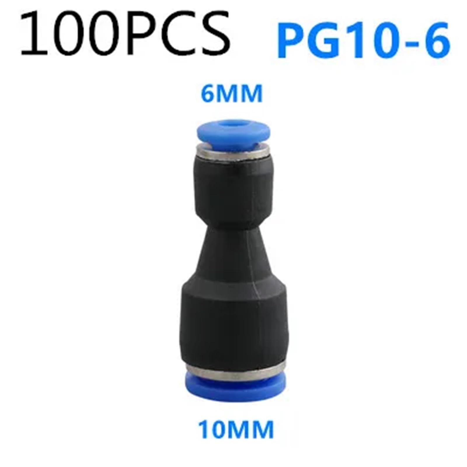 50 unidades/100 piezas de poliuretano PV tipo L de 90 grados de 2 vías de conexión neumática de plástico de 4 mm, 6 mm, 8 mm, accesorios de bloqueo de deslizamiento rápido (PG 10-6 mm, 100