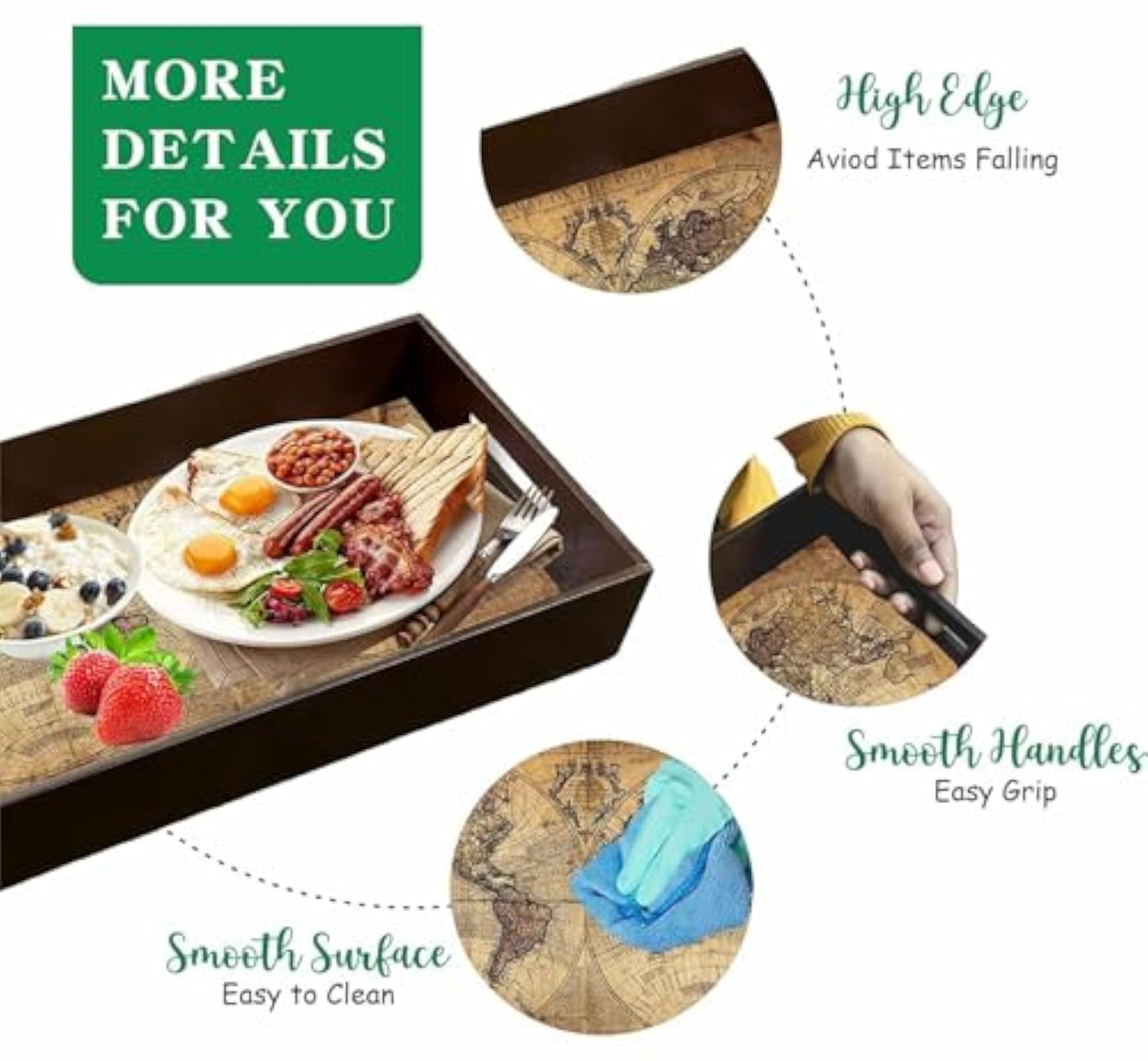 Engineered Wood Serving Tray, Multipurpose Design