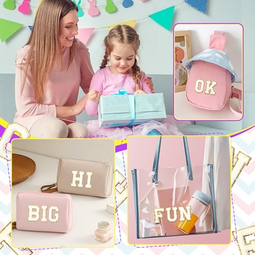 Self-Adhesive Chenille Letters Patches: 26PCS White Letter Patches Stickers Varsity Letter Patches Stick on Backpacks Hats Repair Preppy Patch - Thumbnail 6