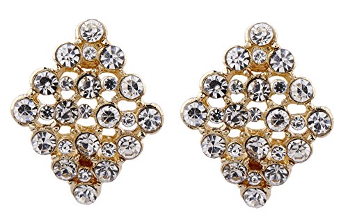 Boucles d'oreilles clips avec des cristaux clairs Ester Bello London plaqué or femme