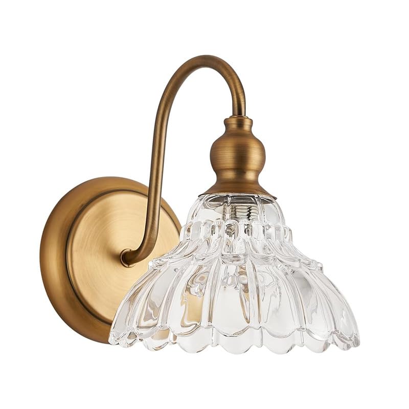 DLGLOLIN - Lámpara de pared para baño, lámpara de pared de cristal vintage, interior de cristal transparente, lámpara moderna para sala de estar, dormitorio y cocina