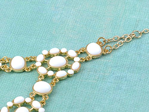 Alilang Festival Gold Tribal Ethnic White Bead Bib Sunburst Cluster Chain Floral Flower Necklace2