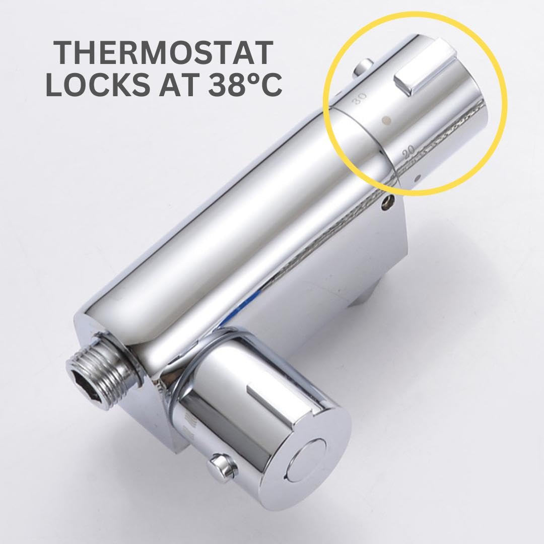 Thermostat-Bidet-Dusche, Messing, verchromt, alles in einem Set, muslimischer Shattaf-Duschkopf, Hygiene-WC, Bidet, Sprühreiniger, modern, verstellbar, warm/kalt, Messing-Komponenten, 1 Set