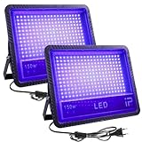 150W LED Schwarzlicht Strahler: 2 Stück IP66 Wasserdichte Schwarzlicht Led Strahler, UV Strahler, UV Licht Schwarzlichtlampe mit Stecker, U-V Partylicht UVFluter für Disco, Bar, Glow Party, Halloween
