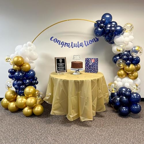 Image of Navy Blue and Gold Balloons, 60 Packs 12 inch Navy Blue and Metallic Chrome Gold Confetti Balloons with Ribbons for Birthday, Baby Shower, Graduation, Eid Ramadan Decoration
