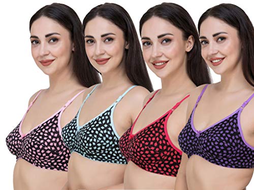 Image of Fasense Women's Cotton Leaf Print Medium Coverage Wire Free Non Padded Bra