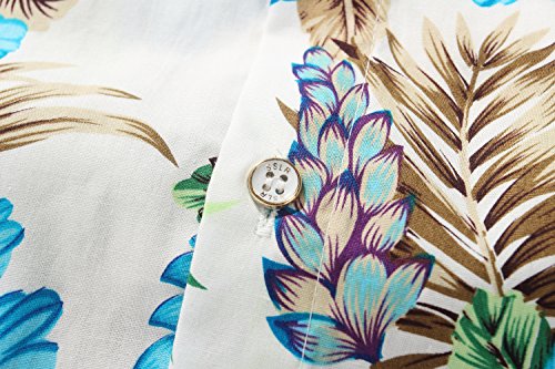 Big Boys Hawaiian Shirt, Kids Hawaiian Shirt, Boys Cotton Beach Shirt Tropical Short Sleeve Button Up Shirts (Small, White) #TOP4