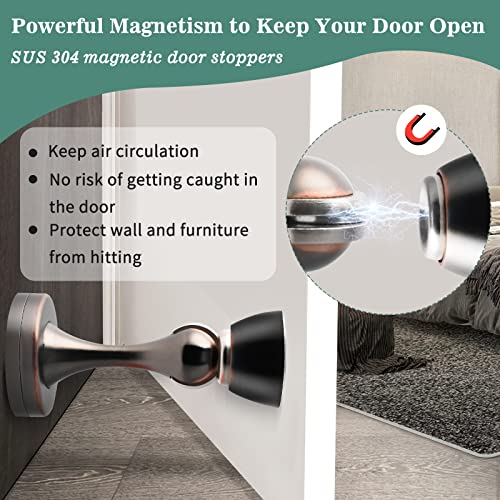 Door Stoppers Magnetic Door Stops Oil Rubbed Bronze Stainless Magnet Door Stopper Heavy Duty Floor Wall Mount Doorstop Soft Catch Door Holder Wall Protector Magnetic Door Stop For Bottom Of Door #TOP3