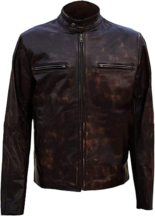 Men's Chicago PD Apparel Sergeant Hank Voight Jacket Distressed Brown Genuine Leather Jacket Motorcycle Biker Jacket