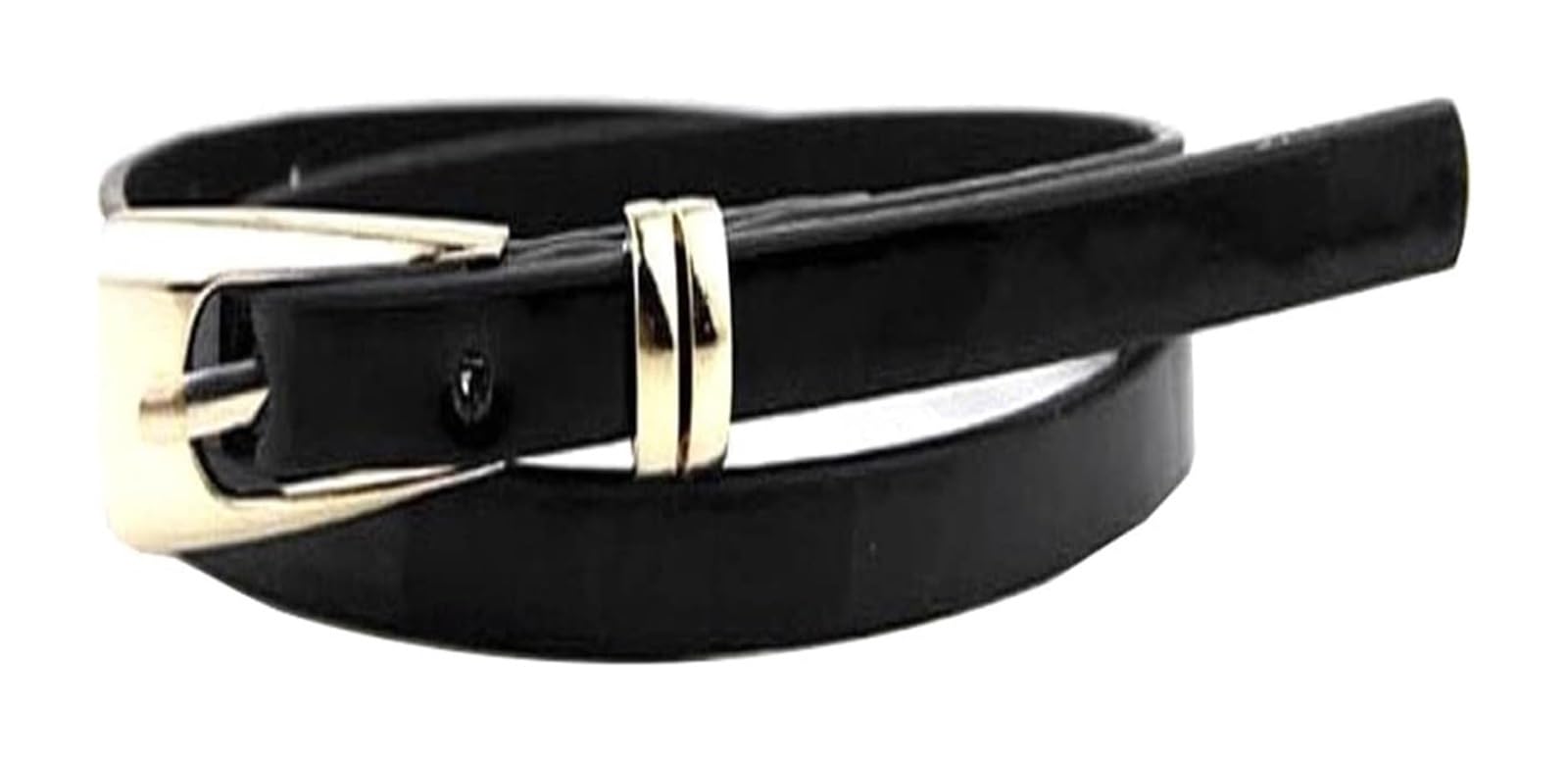 dfEDRd Ladies Waist Belt, 105cm Candy Color Womens Leather Belt Width 1cm Thin Waistband Dress(Black)