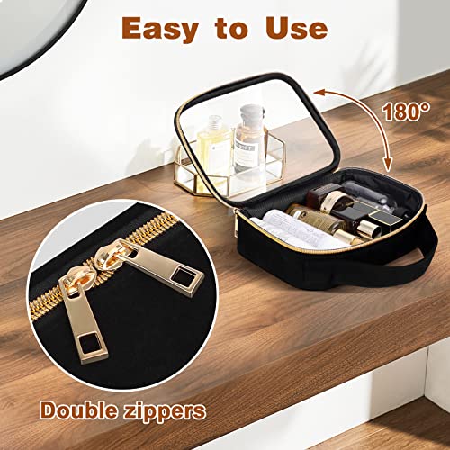 Wedama TSA Approved Toiletry Bag, 3 Pack Clear Makeup Bags with Handles, Quart Size Clear Toiletry Bags, PVC Cosmetic Bags for Women and Men, Carry on Airport Airline Compliant Bag, Black by Wedama - Image 4