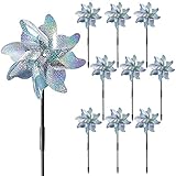 10PCS Reflective Birds Repellent Windmills, ALYCLIP Hanging Silver Windmills Sparkly Deterrent Kit for Driving Away Pigeons Birds Protecting Balcony Garden Farm - 7 Inch