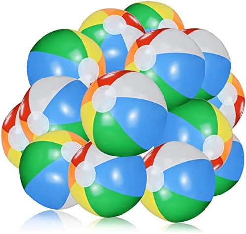 Inflatable Beach Balls [14 Pack], Beach Balls Bulks 12 inch Swimming Pool Ball Water Beach Toys for Kids Adult Summer Beach Party Supplies, Small Beach Ball 8.6 '' to 12 '' from Blow Up to Deflated