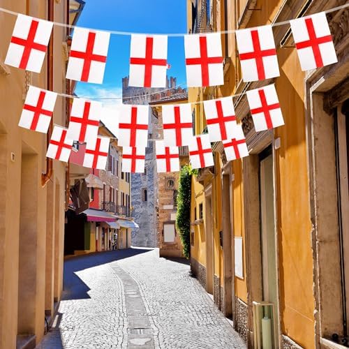 England Flag Bunting 10m 30 Flags of English Party Decorations, St. George's Bunting Banner Decorations for World Cup Football 2026 St. George's Day Bar Garden Street Parade - View 7