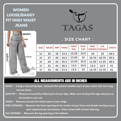 بنطلون جينز فضفاض للنساء من تاجاس، ازرق سماوي، مقاس 34