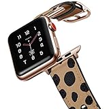 amBand Retro Lederbänder Kompatibel mit Apple Watch Armband 44mm 42mm 40mm 38mm, Männer Frauen...