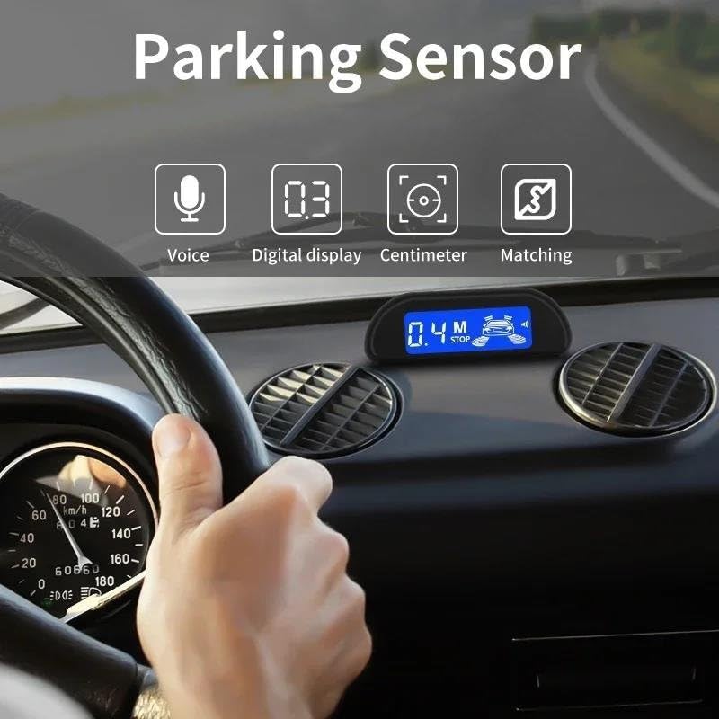 Sensores de aparcamiento Kit de sensor de aparcamiento para coche con monitor de marcha atrás Parktronic de 22 mm, 4 sensores, detector de radar, pantalla de retroiluminación, sensor de aparcamiento