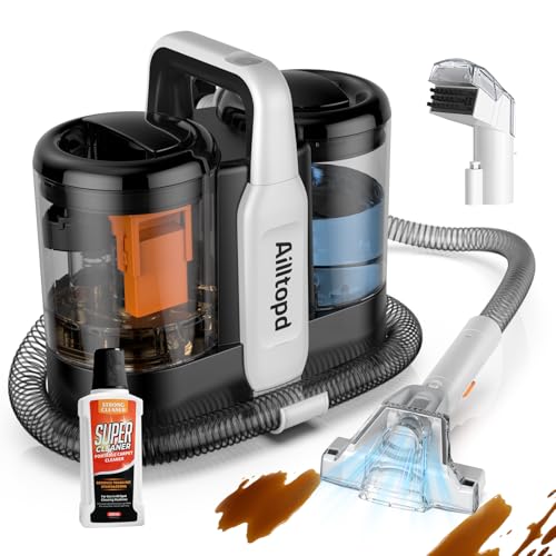 Professional Upholstery Cleaner Machine, Fabric Deep Cleaner with Water Tank and Brush Attachments