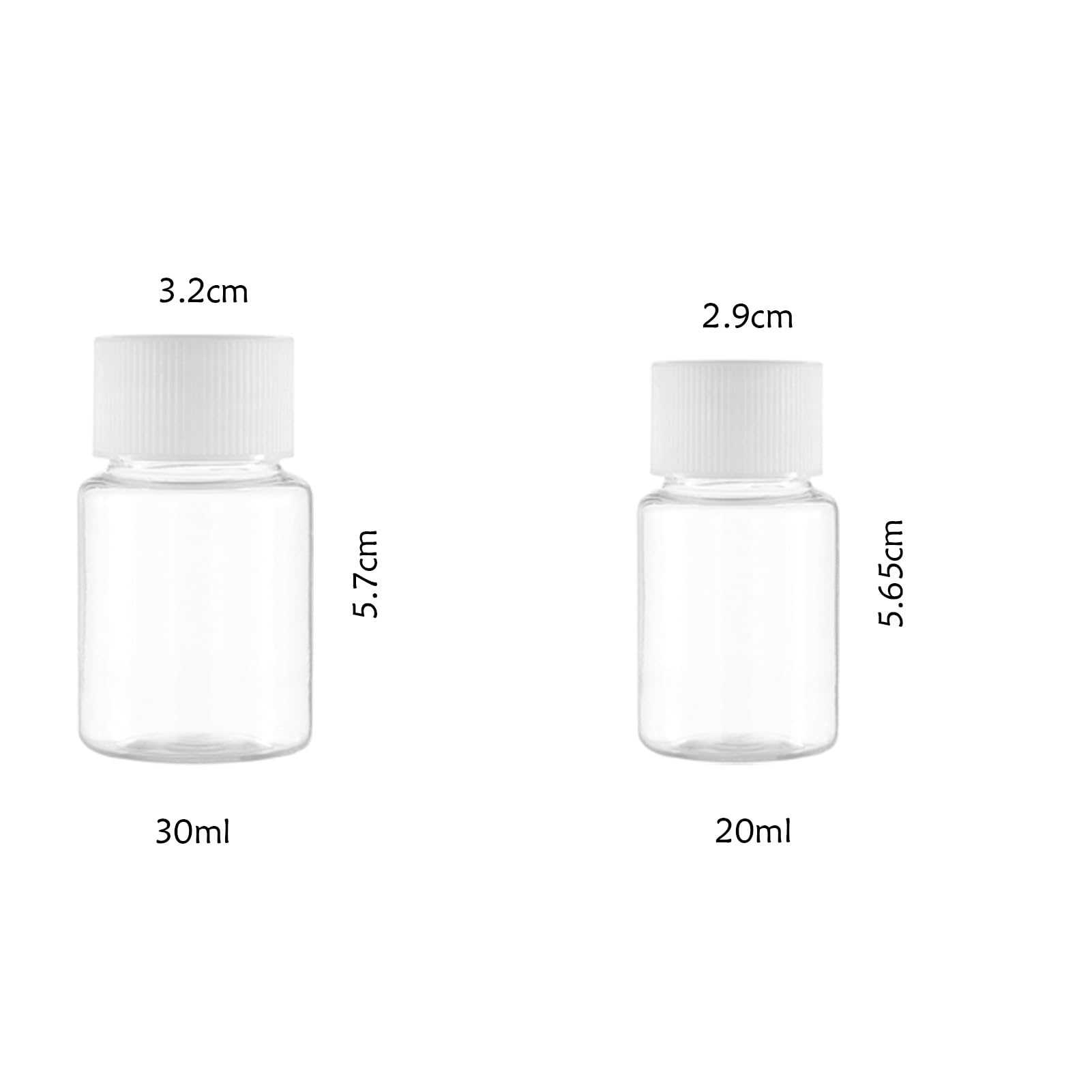 Wenrescry 40 Mini bottiglie,Bottiglie da 20/30 ml, piccole bottiglie, bottiglie di plastica trasparenti da riempire, bottiglie cosmetiche per viaggi e campeggio, guarnizione in foglio di alluminio