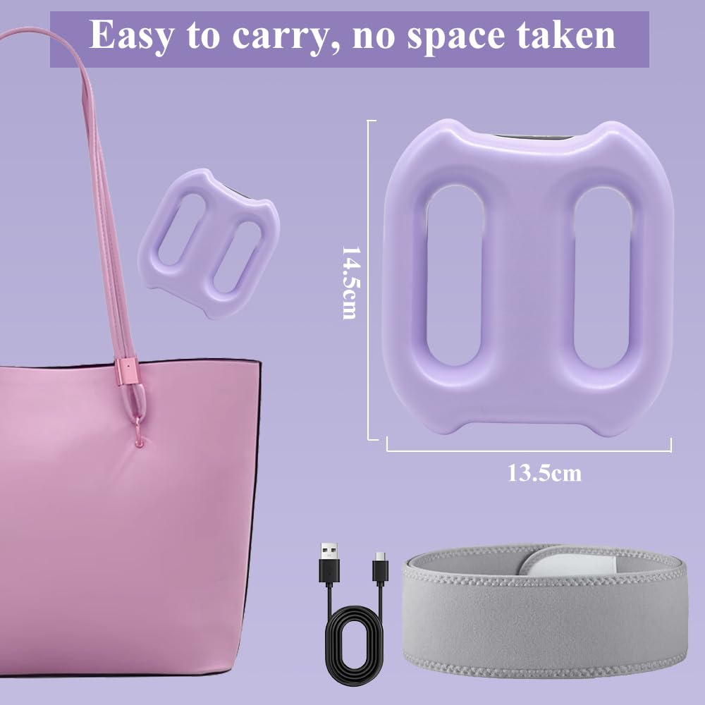 Rodillo Fascial Multifunción, Masajeador de Vientre para Quemar Grasa y Calor, 5 Modos Ajustables, Cinturón Abdominal Regulable para Espalda, Piernas y Abdomen, Violeta
