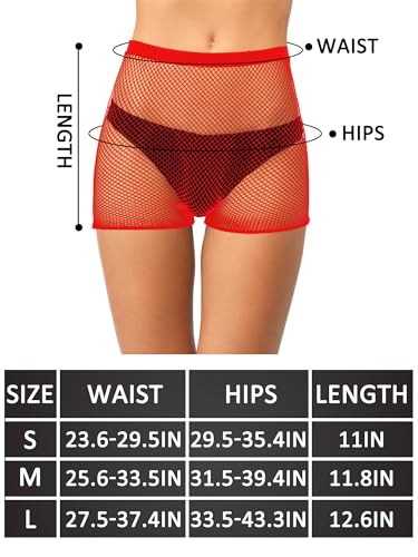 Geyoga 4 Pcs Women Fishnet Biker Shorts Mesh See Through Elastic High Waisted Elastic Cycling Biker Shorts3
