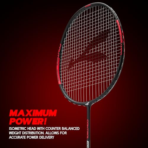 Image of Konex Aluminium Badminton Racquet 2U (90±1g) | 28 LBS Tension | Slim Shaft with PU - Red (Pack of 1)