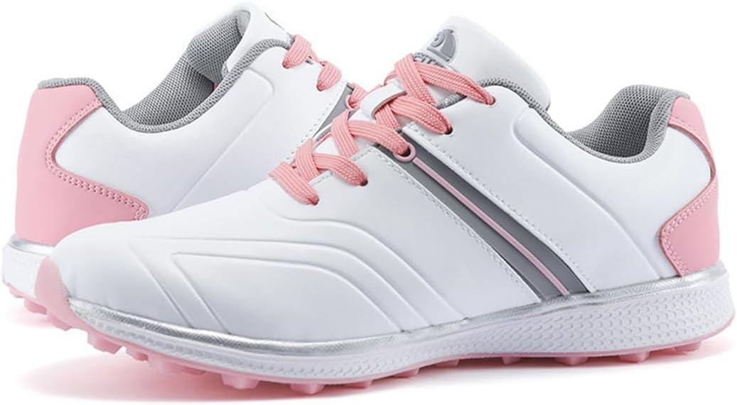 DAMANDO Water-Resistant Golf Shoes for Womens Outdoor Spikeless Golf Footwears Comfort Fashion Leather Walking Trainers