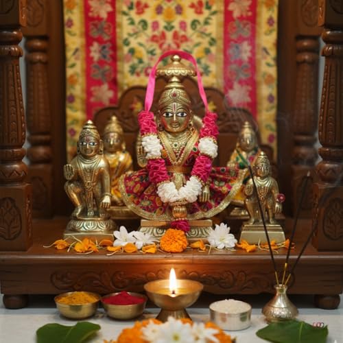 Image of Salvus APP SOLUTIONS Handcrafted Pink & White Flower Satan /Garland Mala | Fabric & Plastic Pooja Mala for God Idols, Temple & Home Decor, Religious Rituals & Festivals (Multicolor)