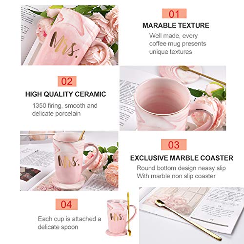 Mr And Mrs Couple Marble Coffee Mug Set Engagement Wedding Valentine's Day Bridal Shower Gifts Mugs For Couples Marble Cups 14 Ounce With Gift Box #TOP6
