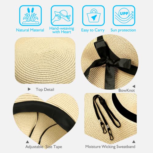 Sombrero de paja con ala ancha plegable para mujer miniatura 5