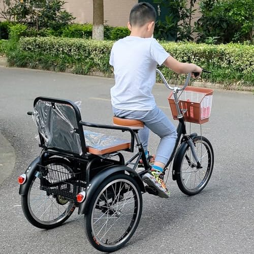 Triciclo plegable para adultos y mayores, 3 ruedas, con asiento trasero y frenos delantero y trasero miniatura 3