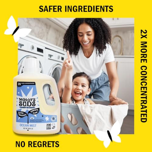 Molly's Suds Liquid Laundry Detergent | Clean Laundry Detergent Soap for Sensitive Skin | 2x Concentrated, High Efficiency (HE) | Ocean Mist - 100 Loads - Image 4
