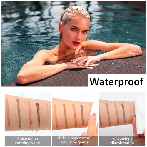 Image of SUGARGLOW Eyebrow Contouring Pen, 4-Tip Microblade Brow Pen, Liquid Eyebrow Pen Waterproof Microblading Eyebrow Pencil, Creates Natural Looking Brows Makeup Effortlessly, Long Lasting (BLACK)