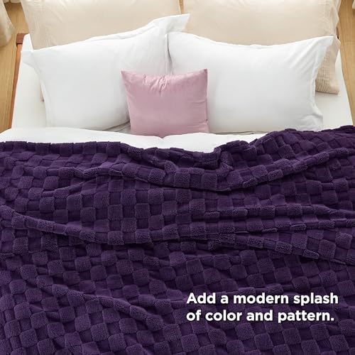 Bedsure GentleSoft Blankets Queen Size for Bed - Super Soft Cozy Blanket for Women Men Girls, Large Fuzzy Fleece Throw for Bedroom Decor, Purple, 90x90 Inches