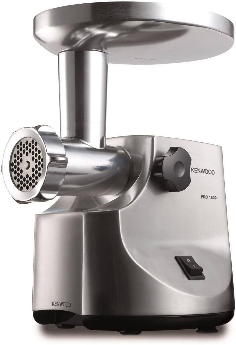 Meat Grinder 1600W Powerful Metal Body Mincer with Kibbeh Maker, Sausage Feed Tube Pusher, 3 Stainless Steel Screens for Fine, Medium & Coarse Results MG510 Silver