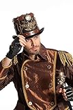 Farben: Schwarz/Braun/Bronze Wilbers & Wilbers Steampunk Zylinder Schwarz/Braun mit Taschenuhr Kunstleder Nieten und Zahnrädern Gr. 56-58 Herren Damen Hut Industrial