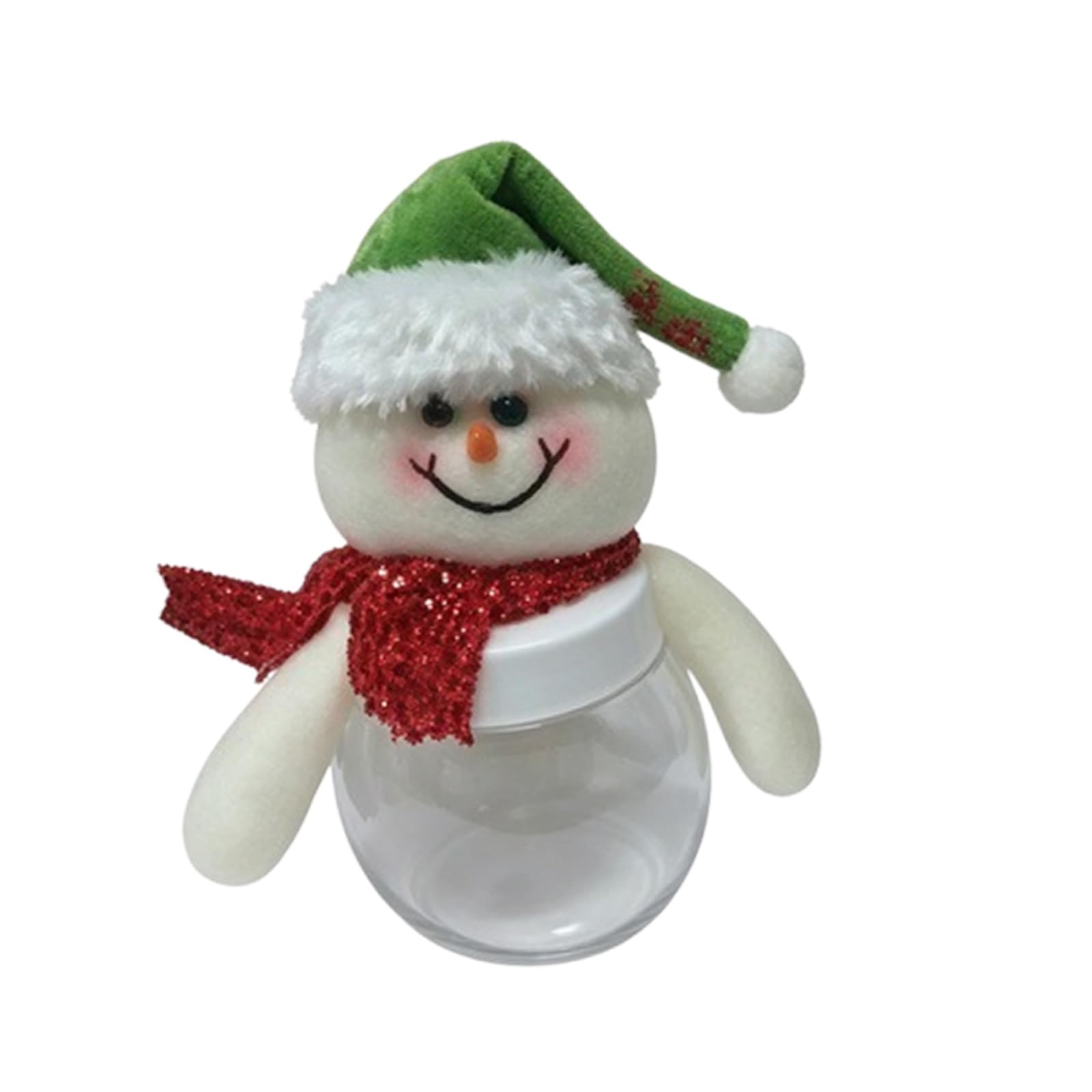 Limtula A Christmas Candy Jar With Clear Display Body Nd Plush Holiday Lid, Decorative Treat Container For Tabletop Party Decor Christmas Candy Jar Holiday Treat Holder Clear Decorative Storage Container Party