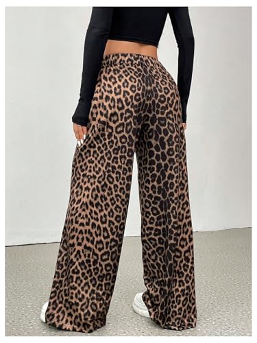 SOLY HUX Women's Plus Size Leopard Wide Leg Pants Cheetah Print Elastic Waist Baggy Long Trousers Streetwear2