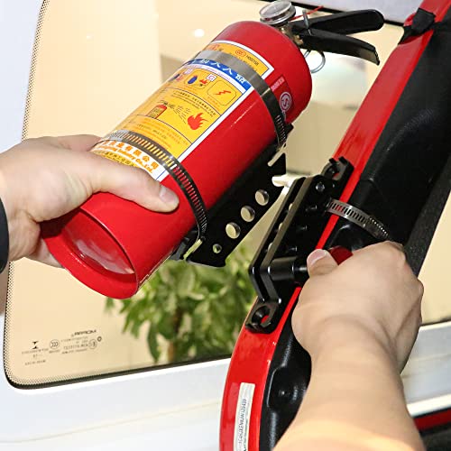 West-xingzhe Fire Extinguisher Mount Kit,Adjustable Roll Bar Fire Extinguisher Mount Holder for Jeep Wrangler TJ JK JKU JL UTV Polaris RZR Ranger Camper Van, Aluminum
