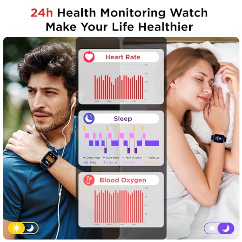 Image of BENIO Smart Watch for Men and Women, 1.69 inch Fitness Tracker, 24 /7Heart Rate /SpO2 /Sleep Tracker, Multiple Dials & 23 Sports Modes Fitness Watch, IP67 Waterproof, Compatible with Android iOS