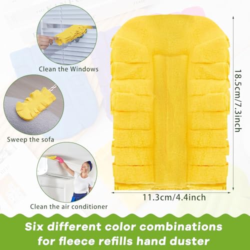 Image of Zubebe 12 Pcs Reusable Duster Refills Fleece,Yellow | Soft Polyester Fiber Flat Duster Refill Multi Surface Washable Cleaning Pad Tools for Home, Blinds, Car, Pet, Furniture, Fans