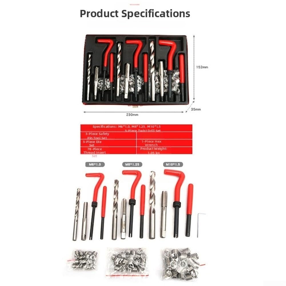 Kit Reparación Roscas 88 Piezas para m6 M8 para m10 Automóvil